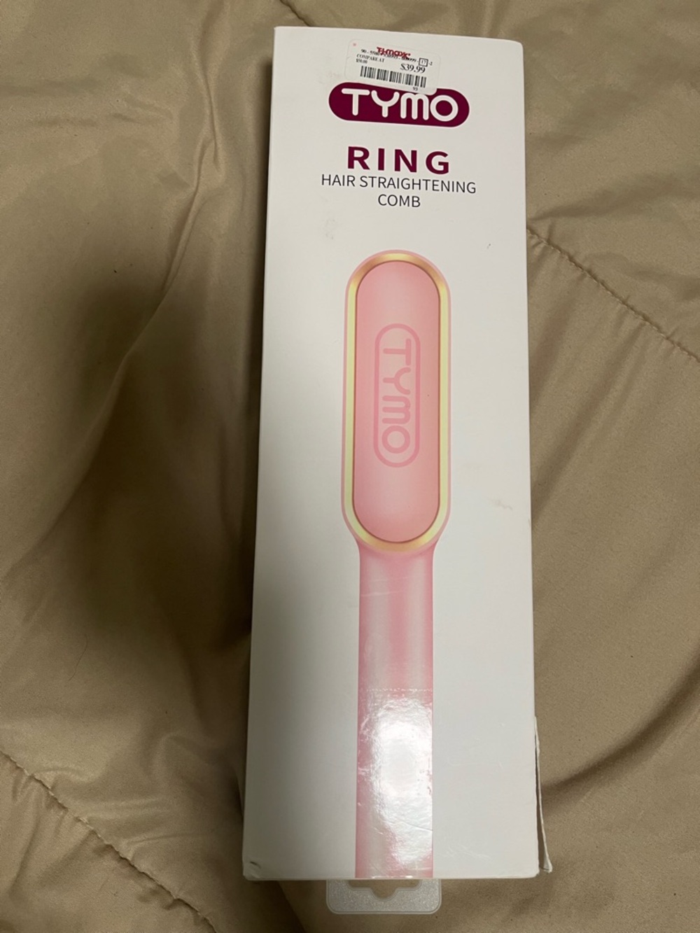 TYMO Ring Hair Straightening Comb Pink Ionic Brush Straightener NIB
